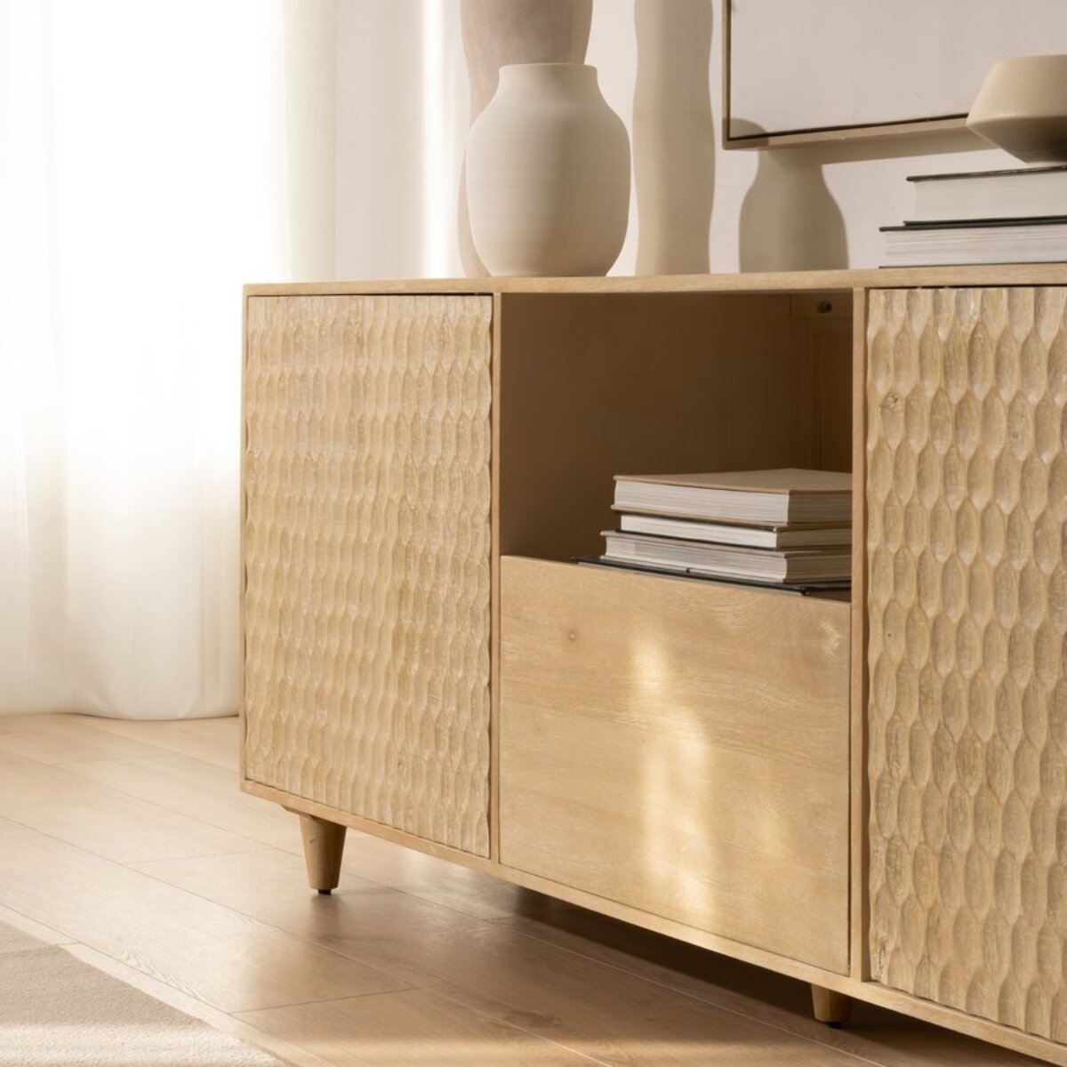 Buffet Scale -bois massif de mangue-couleur arabica 180 x 70 x 40 cm