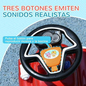 Coche Correpasillos para Niños de 18-36 Meses, Diseño de Camión de Bomberos, Correpasillos con 3 Luces, Música, Compartimento de Almacenaje y Volante, 49x24x42 cm, Rojo