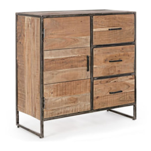 Credenza ELMER in legno di acacia e acciaio, 90x40x90 cm