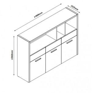 Meuble bibliothèque multifonction 3 portes 3 tiroirs - VINKO