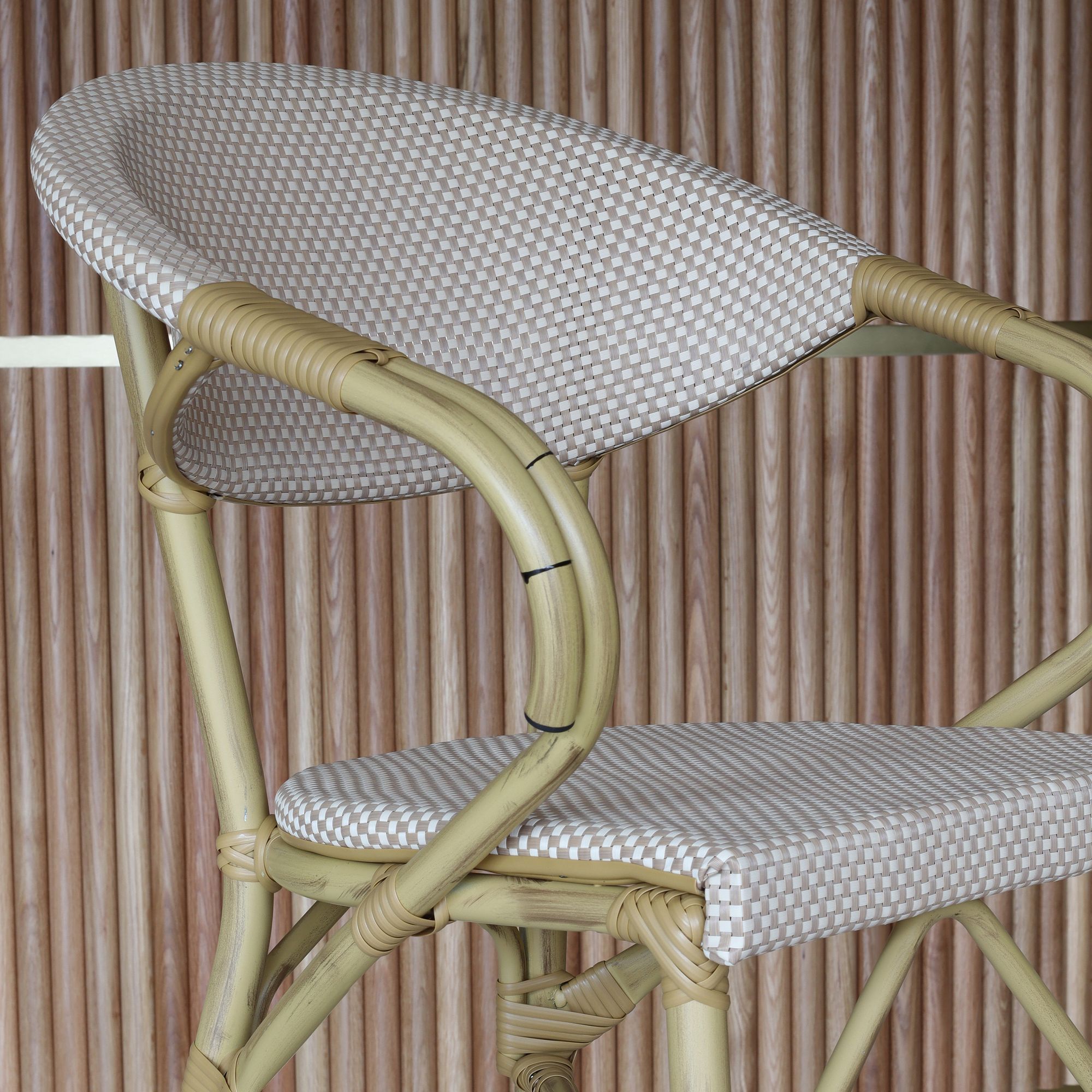 Lot de 2 fauteuils de bar extérieur en aluminium effet rotin beige AMALFI