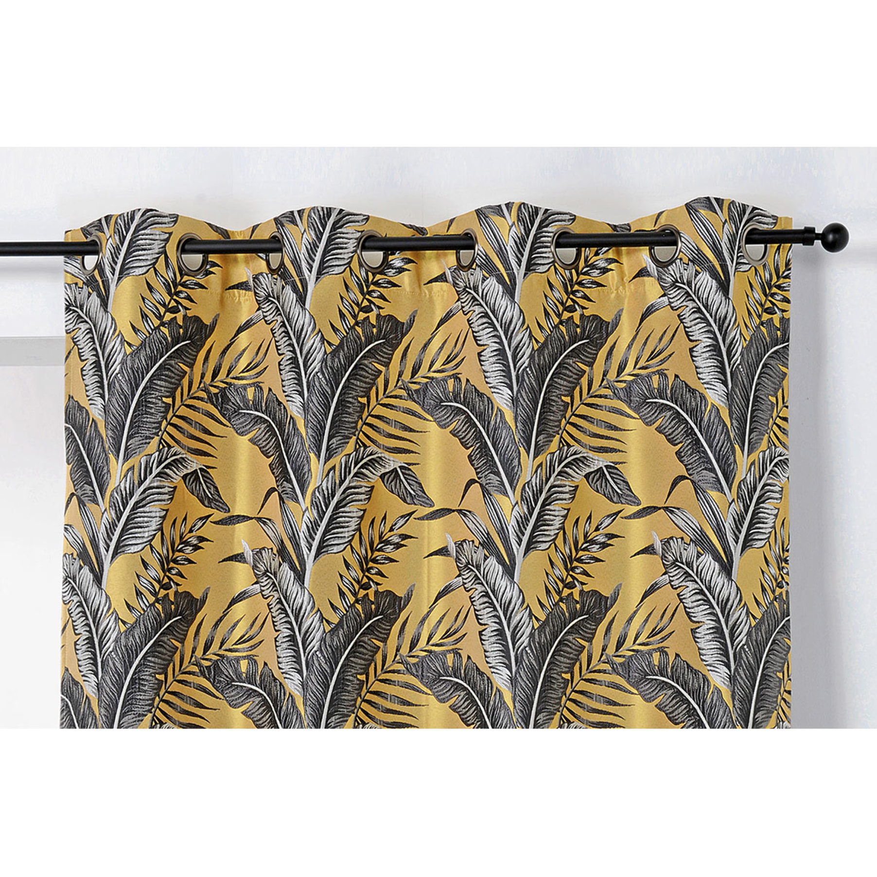 Rideau tendance aux impressions exotiques - Jaune