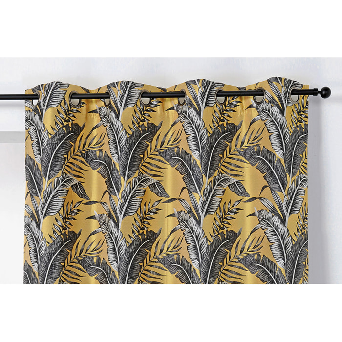 Rideau tendance aux impressions exotiques - Jaune