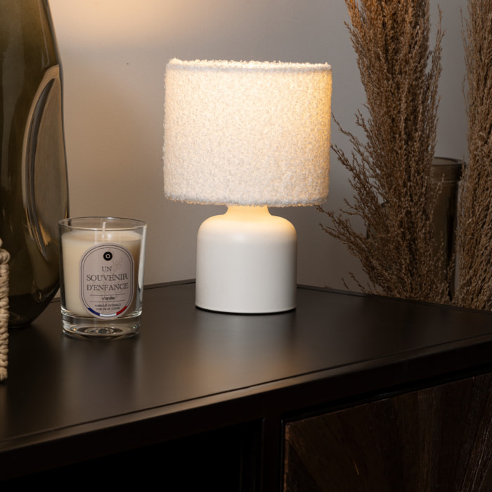 Lampe à poser Bona bouclette blanc H22cm