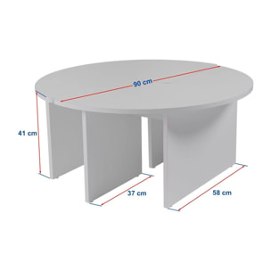 Table basse ronde effet béton – design puzzle MARFA