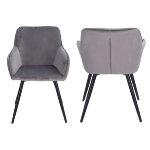 Chaise vintage GISELE velours gris