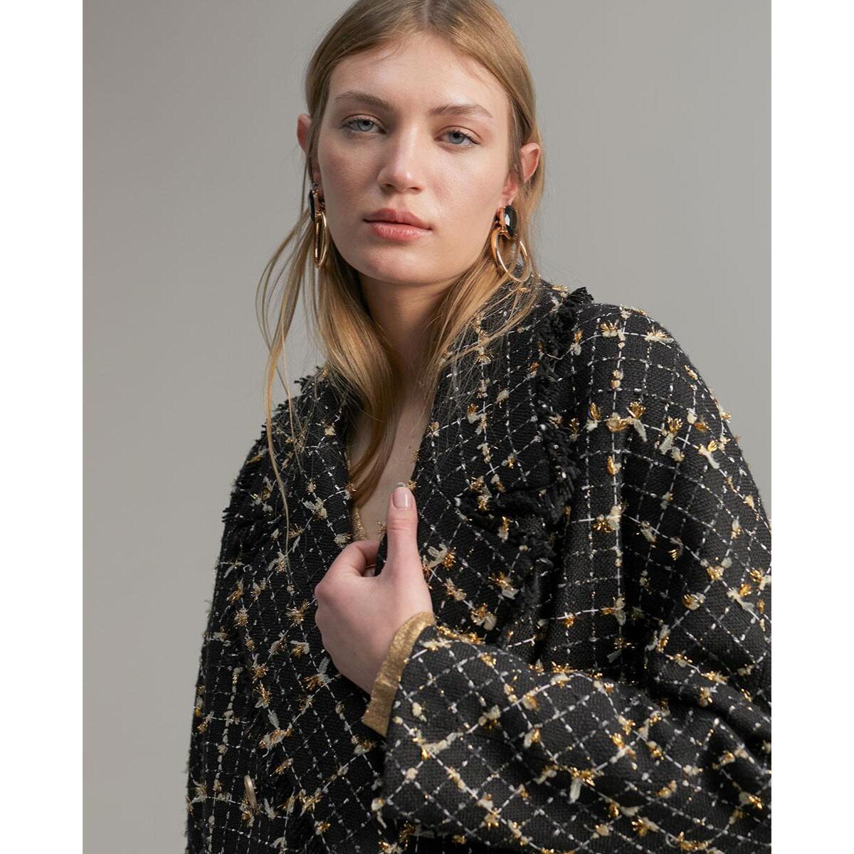 Cappotto midi con dettagli in lurex