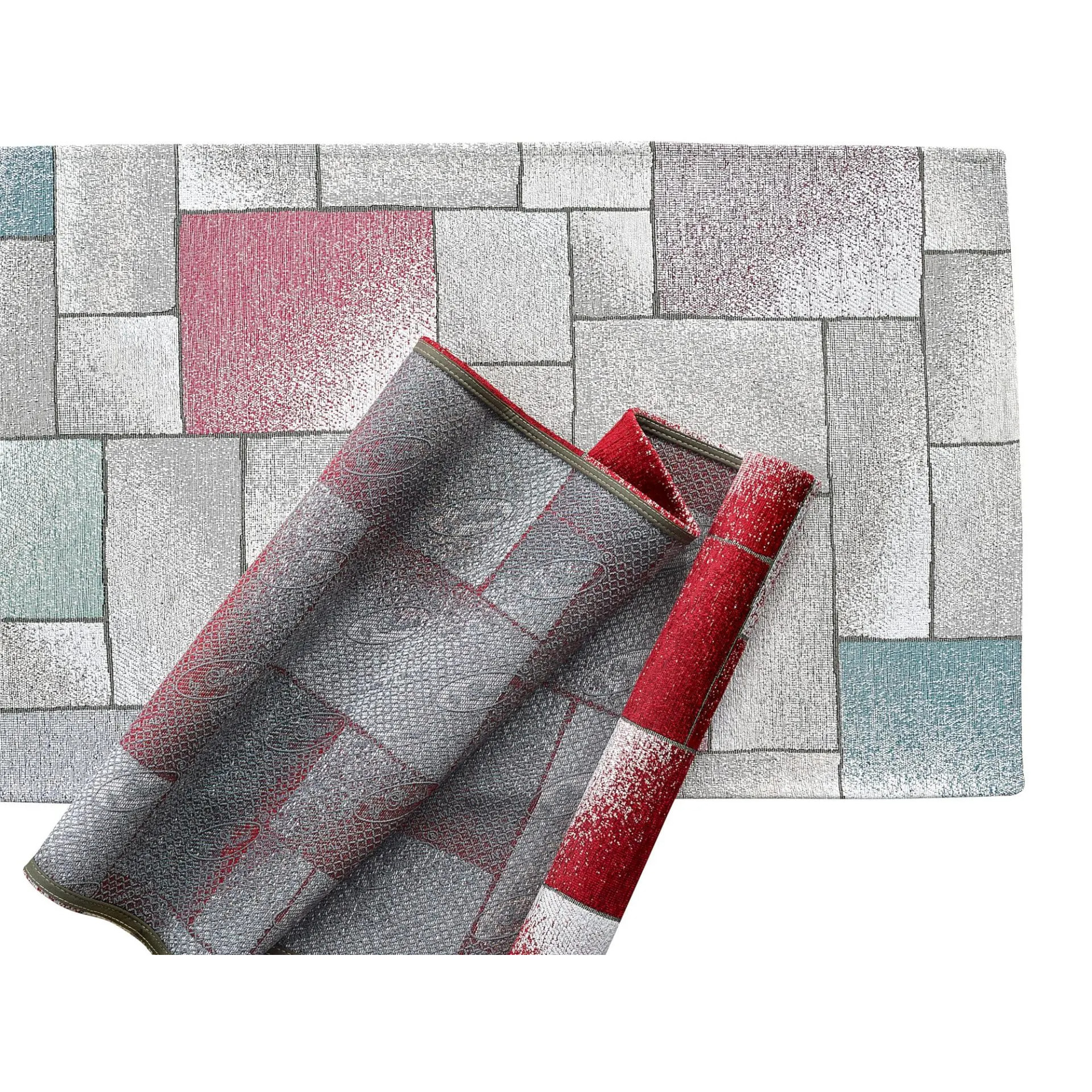 Tappeto Soggiorno Geometrico Rosso