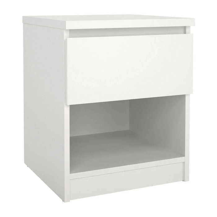 Comodino Scolastica, Comò basso, Tavolino da notte, Mensola da letto, 40x40 h50 cm, Bianco