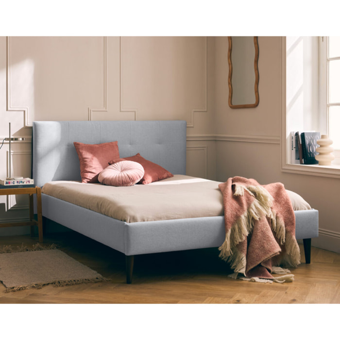 Monet - lit - 160x200 - sommier inclus - en tissu - Gris