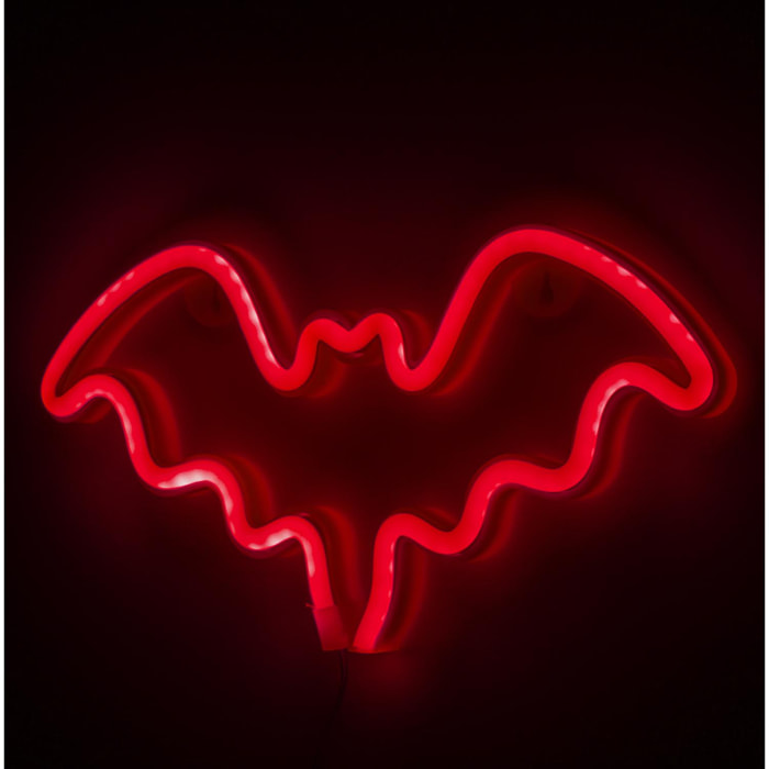 Design pipistrello rosso da appendere al neon.