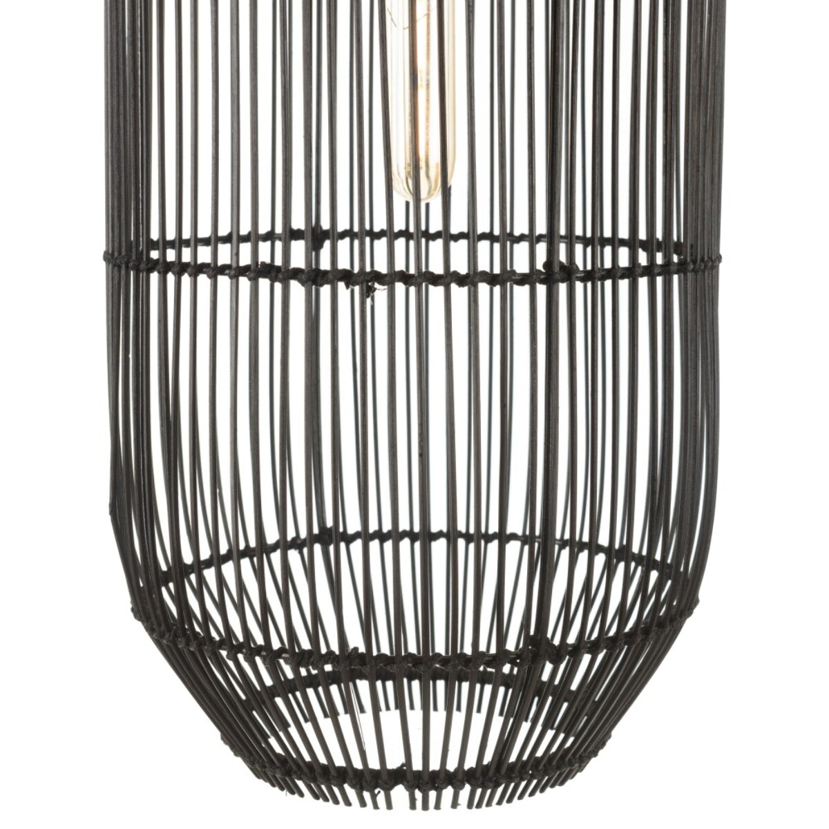 SIXTINE - Suspension 'longue' 25x25cm en rotin couleur noire et teck