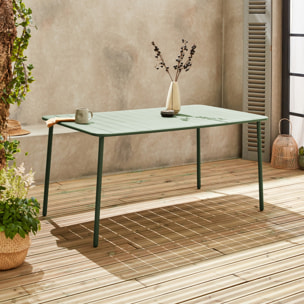 Table de jardin métal 6-8 places. vert. Amelia. 160x90xH72.5cm