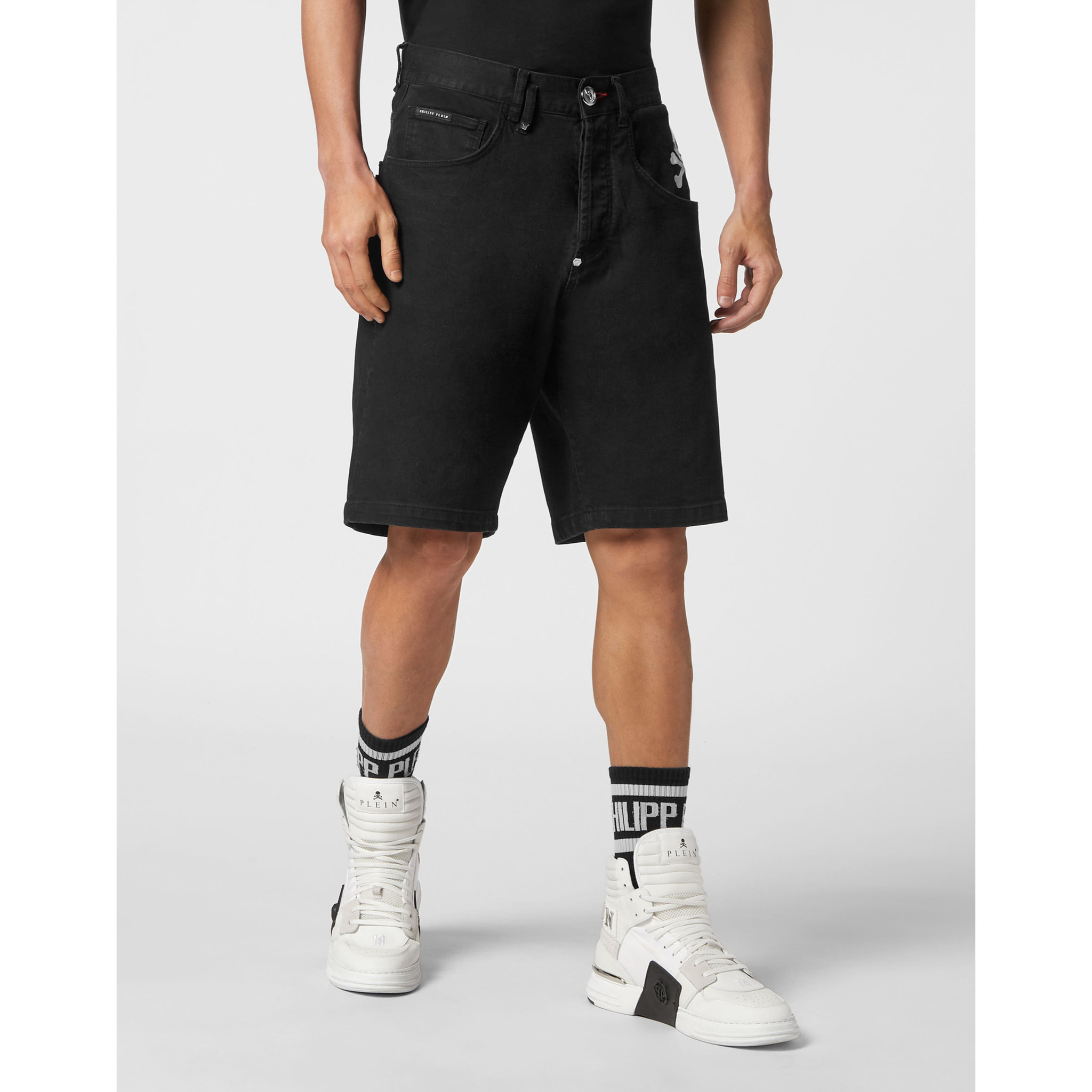 PHILIPP PLEIN Pantalones cortos vaqueros SKULL&BONES
