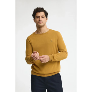 Maglione senape a girocollo e logo Rigby Go