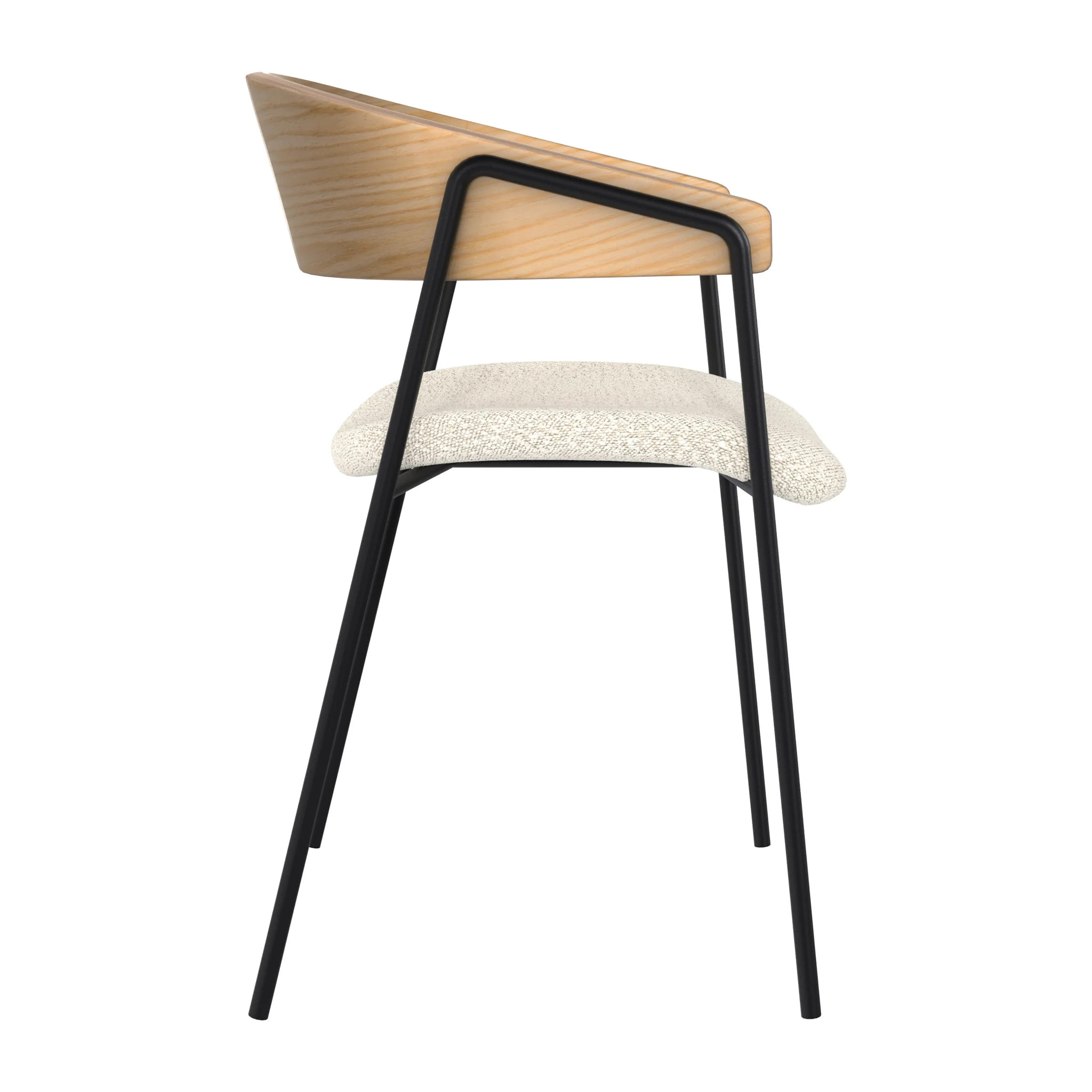 Lot de 2 chaises en tissu bouclé blanc et bois de chêne - Esmée