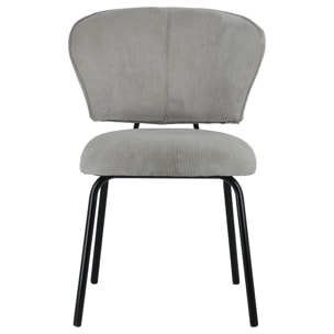 Lot de 2 chaises en velours côtelé gris clair NILSA