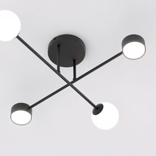 Lampada a sospensione Holon in acciaio nero e vetro