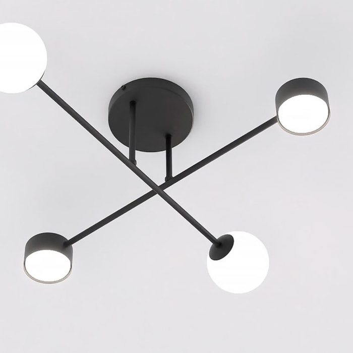 Lampada a sospensione Holon in acciaio nero e vetro