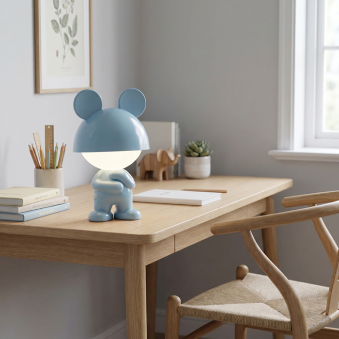 Lampada LED Thinking Boy ricaricabile USB-C, lampada da tavolo dimmerabile con 3 colori luce, design moderno decorativo, luce notturna senza fili ideale per camera comodino cameretta e ufficio