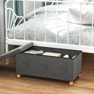 Puff Almacenaje, Banco Almacenaje Plegable, Capacidad de 67 L, 76x38x38 cm, Tapizado en Terciopelo, Baúl de Almacenamiento Dormitorio, Carga 120 kg, para Sala de Estar, Entrada, Gris
