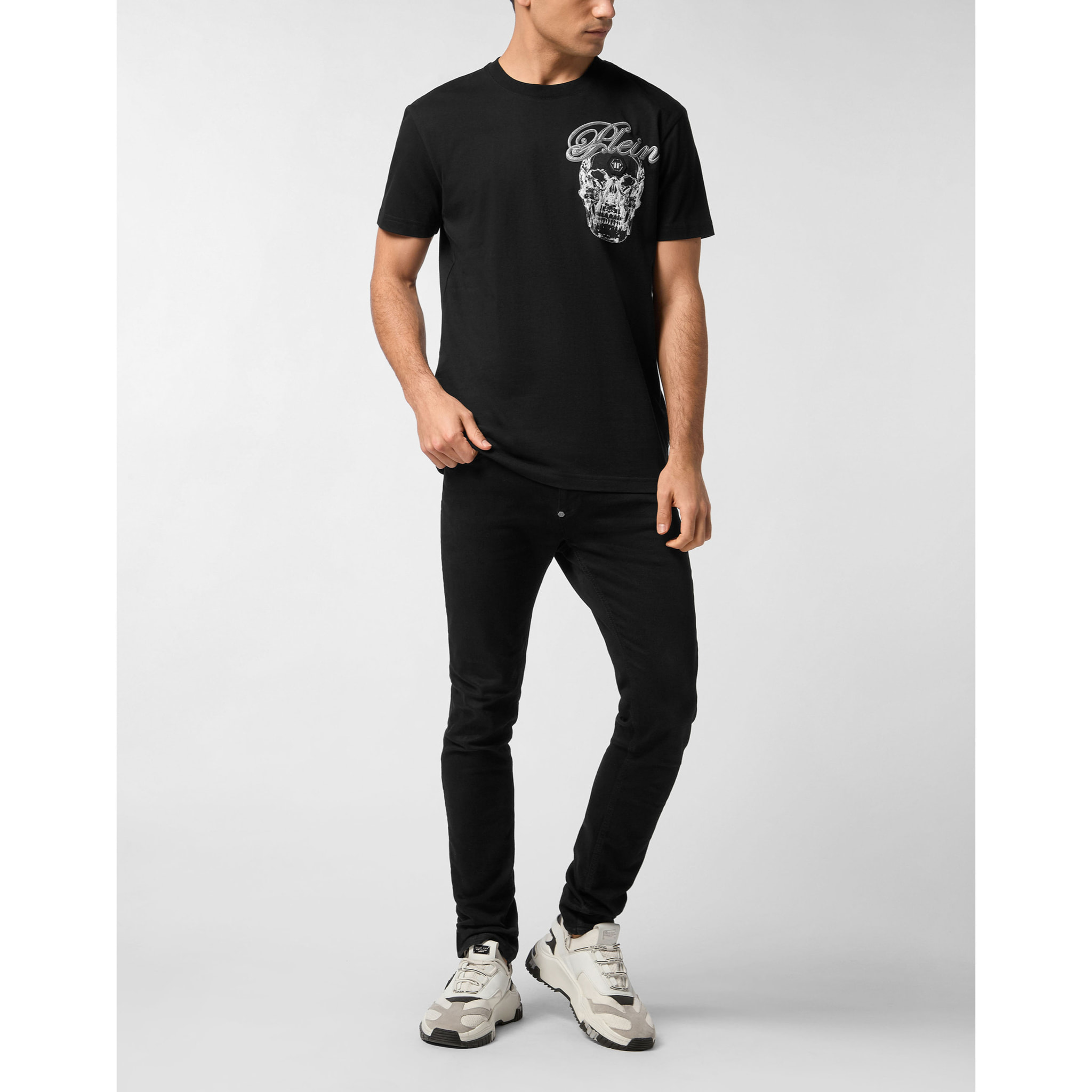 PHILIPP PLEIN Camiseta de cuello redondo y manga corta SKULL