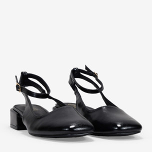 Zapatos Mary Jane destalonados negros con tacón