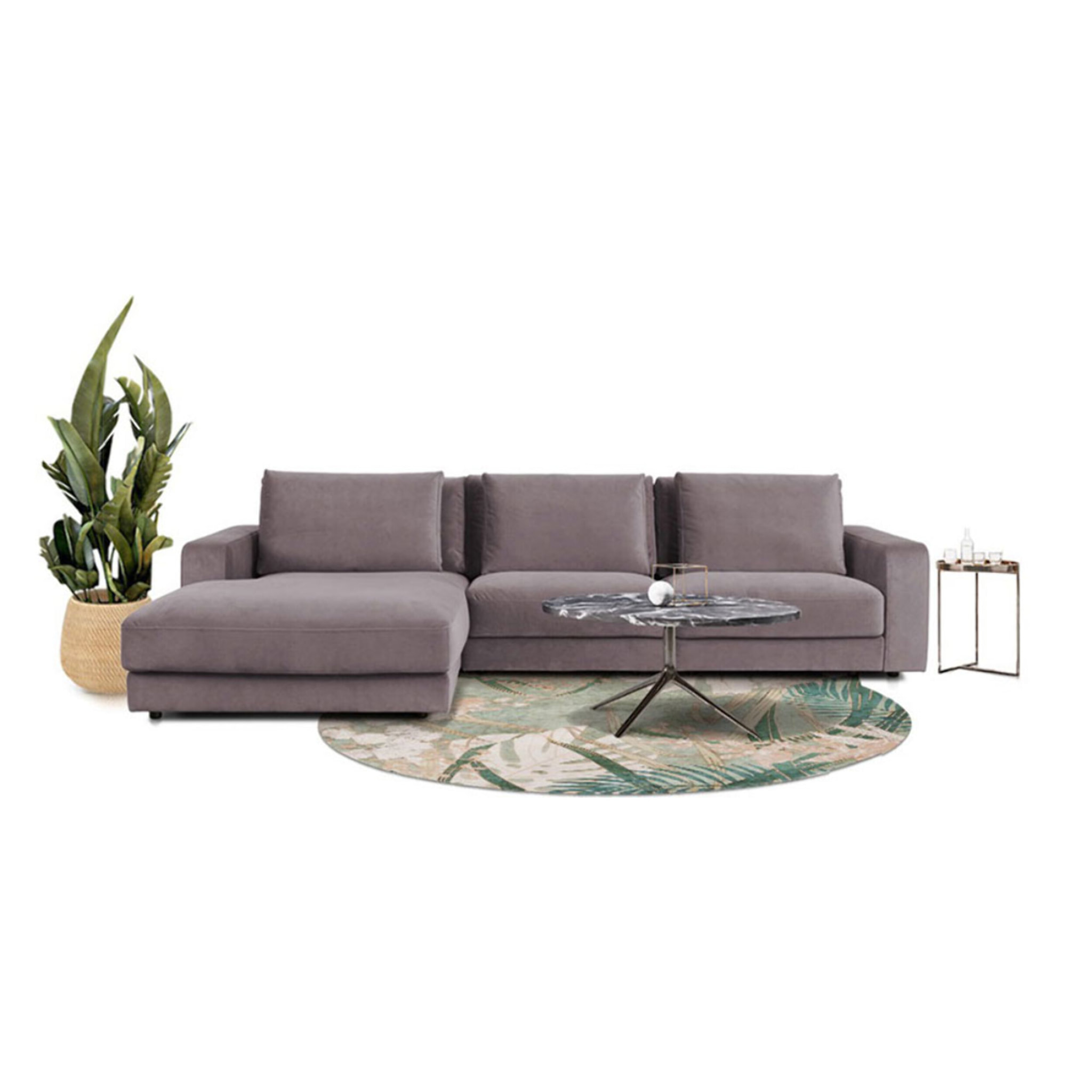 Canapé Velours Angle Gauche Venezia 5 Places