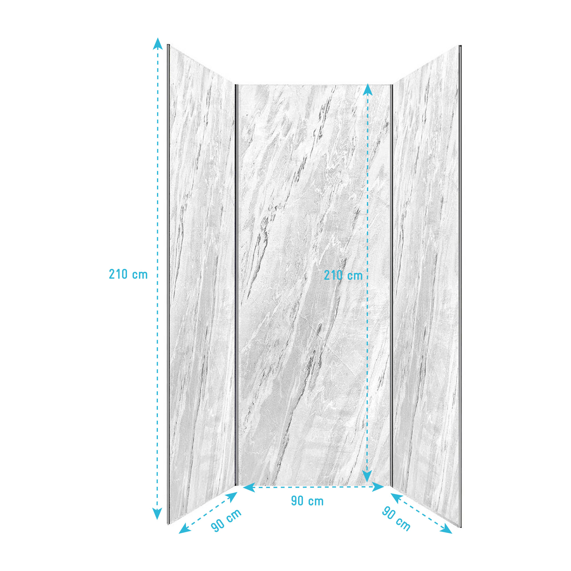 Pack 3 Panneaux Muraux Pierre Artic Storm 90x210cm et Profilés Chrome - STONE'IT