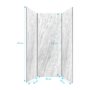 Pack 3 Panneaux Muraux Pierre Artic Storm 90x210cm et Profilés Chrome - STONE'IT