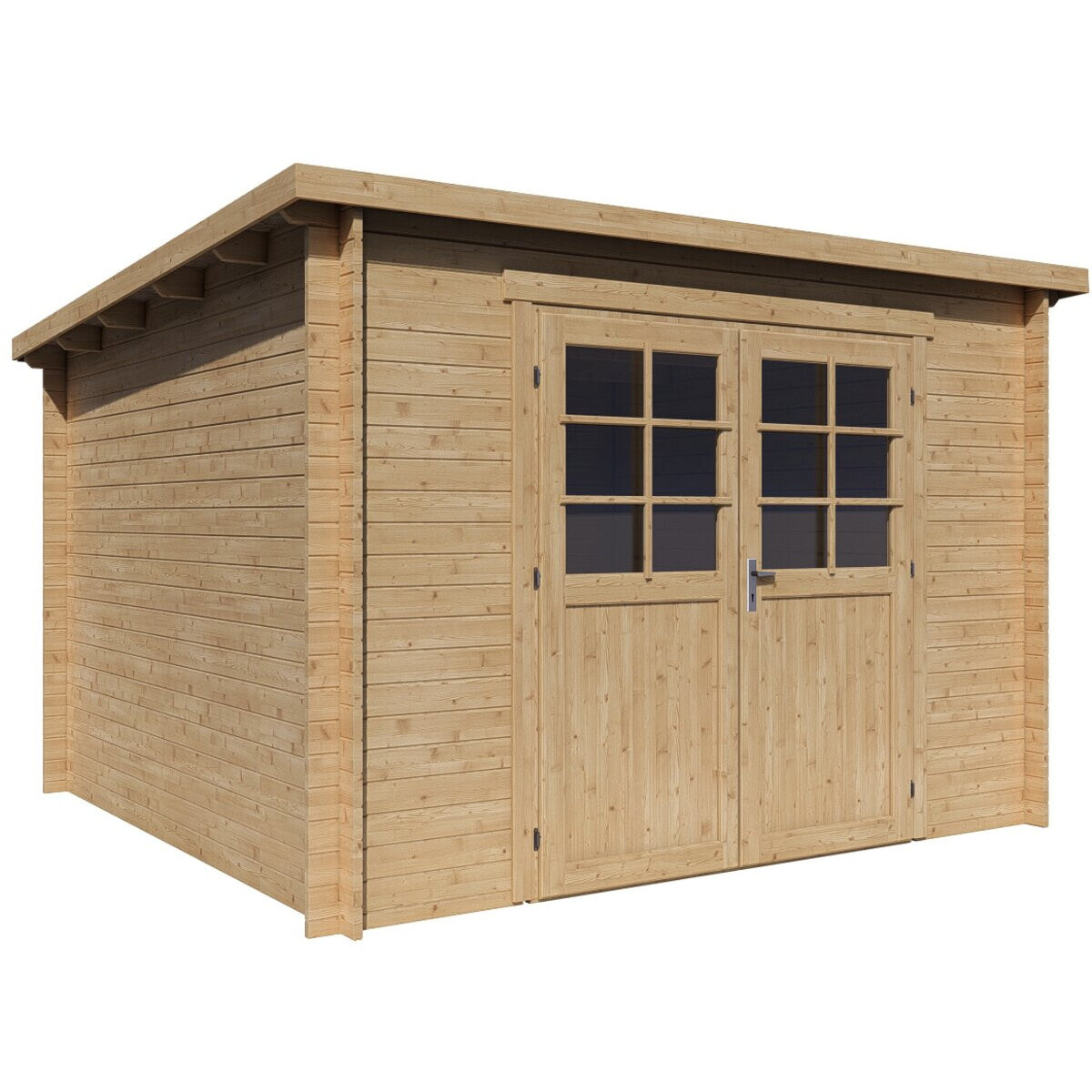 Abri de jardin en bois monopente "Rowan" - 9,5 m² - 28 mm - Beige