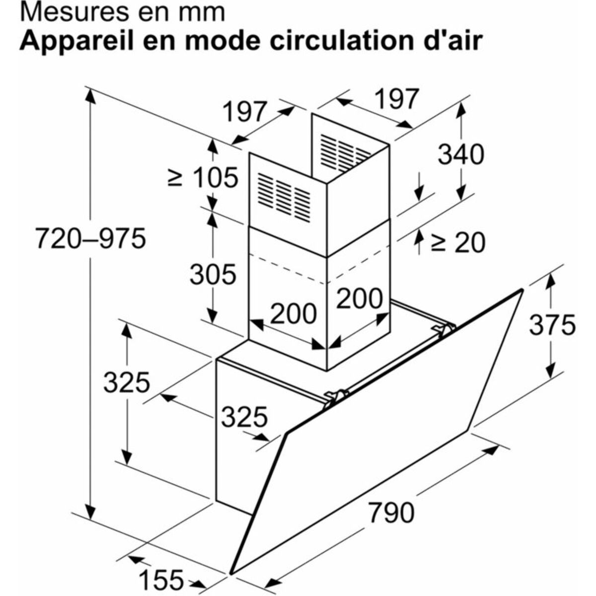 Hotte décorative murale inclinée BOSCH DWK85DK60