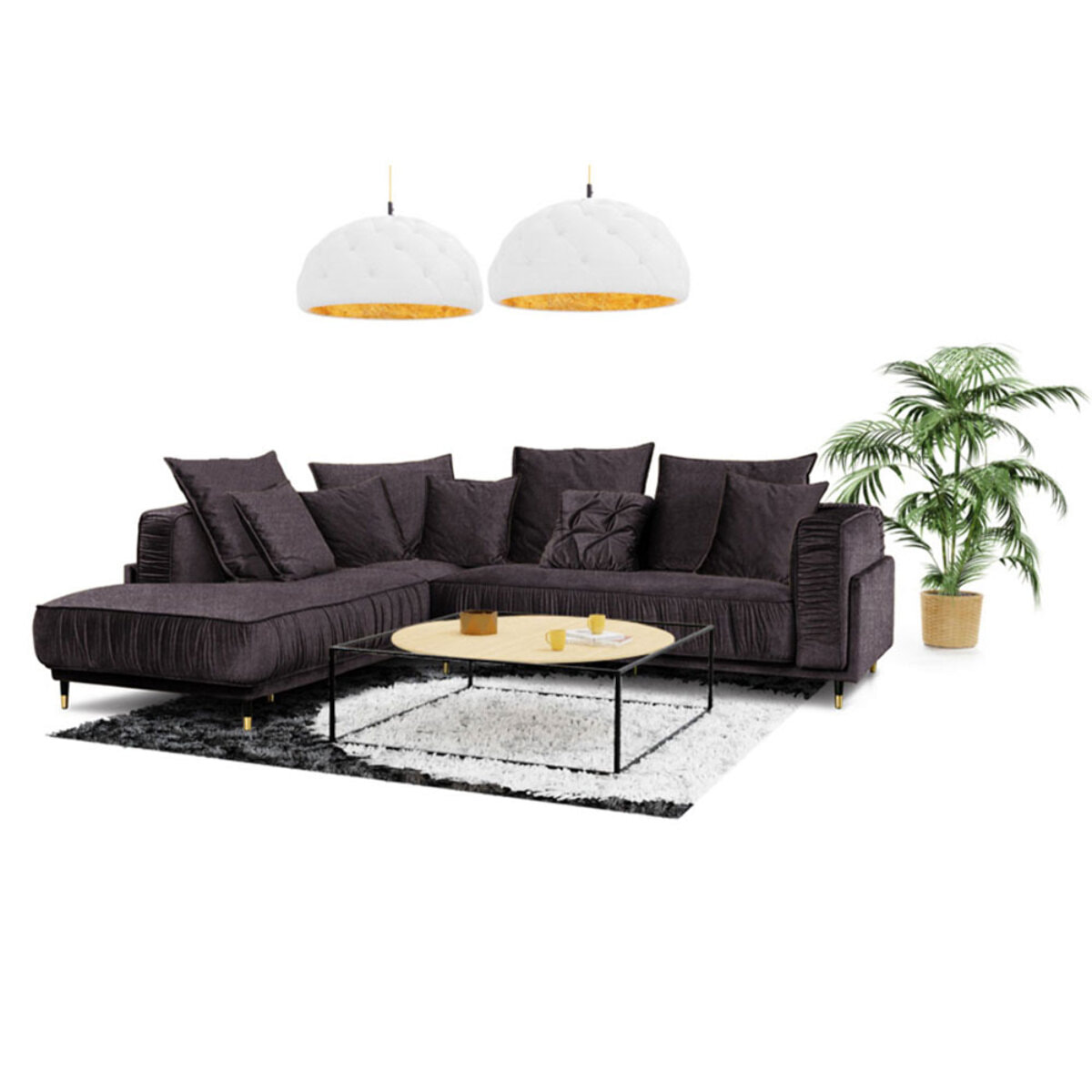 Canapé Tissu Angle gauche Fiorenzo - 4 Places