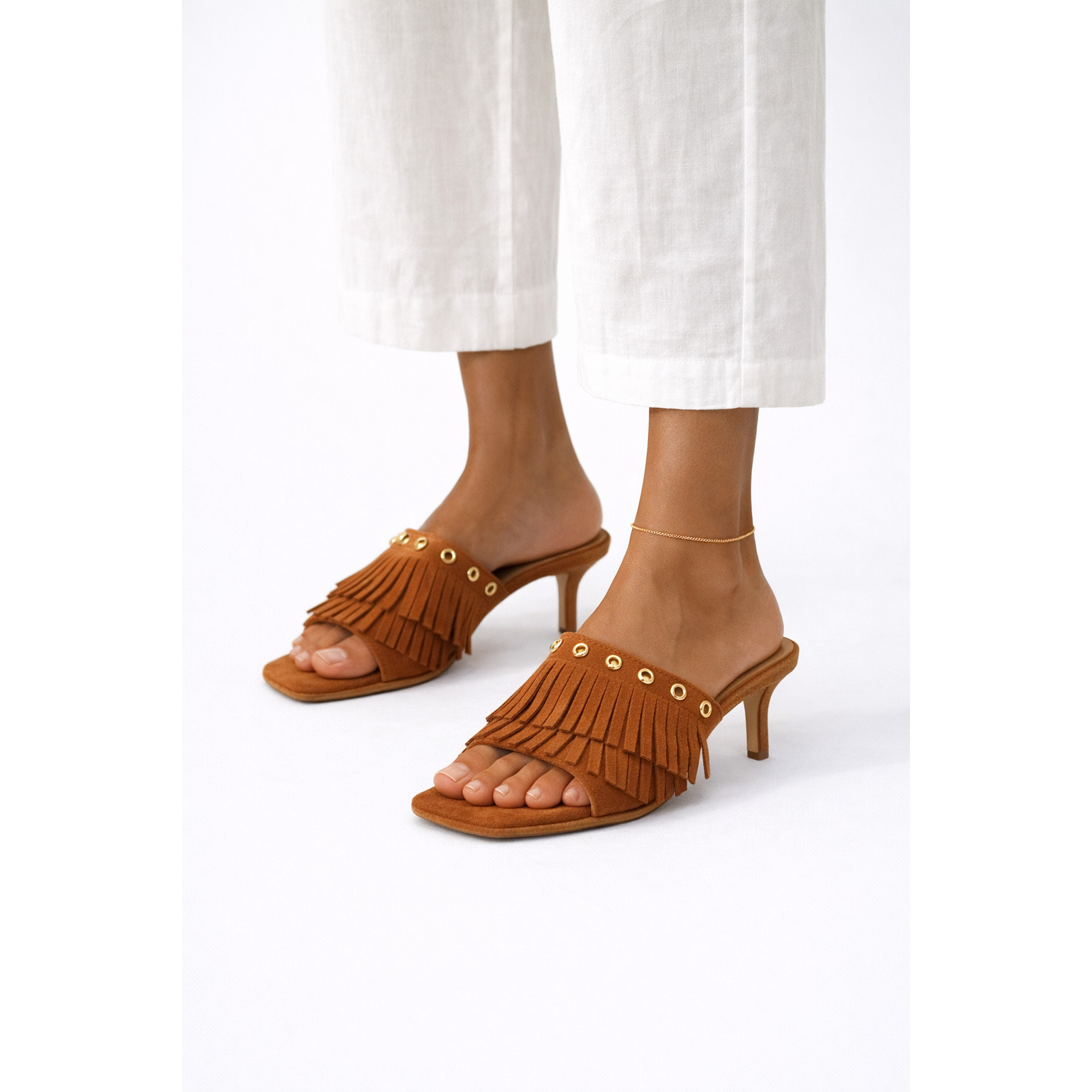 Sandali frange - tacco 7,0 cm