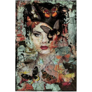 Tableau en verre femme papillons effet brisé 55x75cm Kare Design