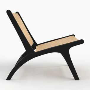 Fauteuil en bois de teck noir et tressage chevron en rotin - Kilka