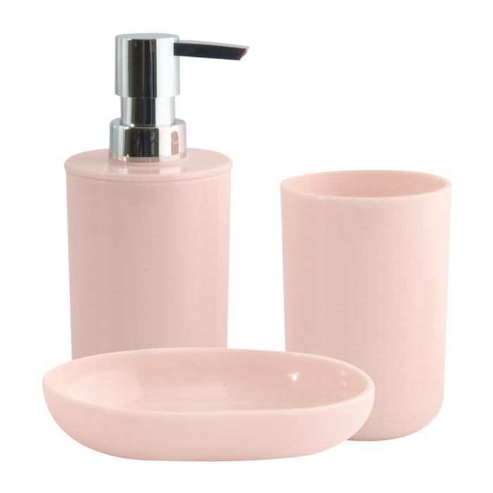 Lot de 3 accessoires de salle de bain INAGUA Rose MSV