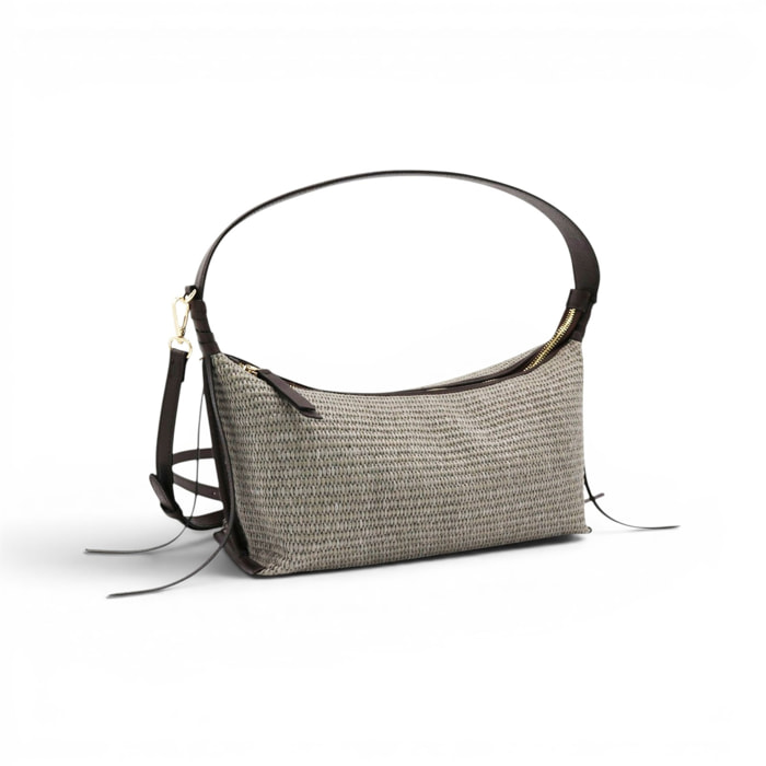 Borsa a spalla Cheval Firenze Laila Mini S/S Testa di Moro (Rafia Greige)