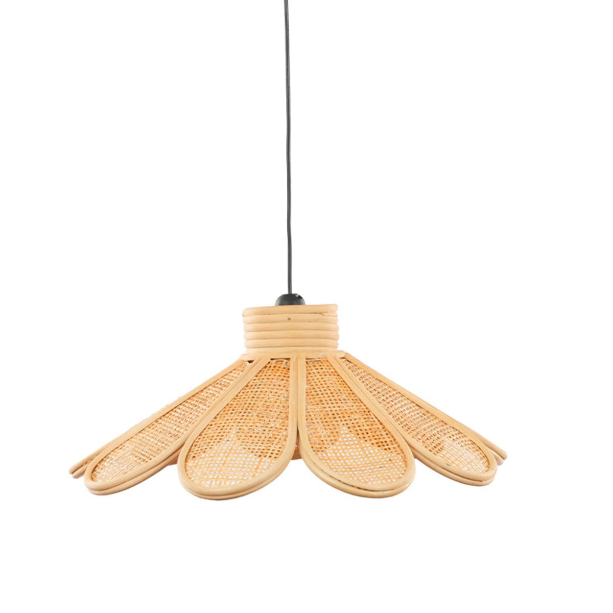 Suspension fleur rotin naturel