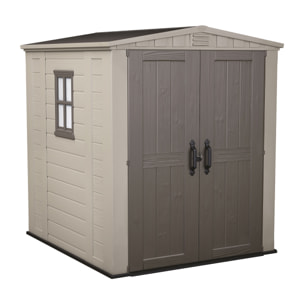 Factor 6x6 - Casetta da Giardino 178x208x195,5 cm 2 Ante per deposito attrezzi finitura effetto legno in Resina Beige