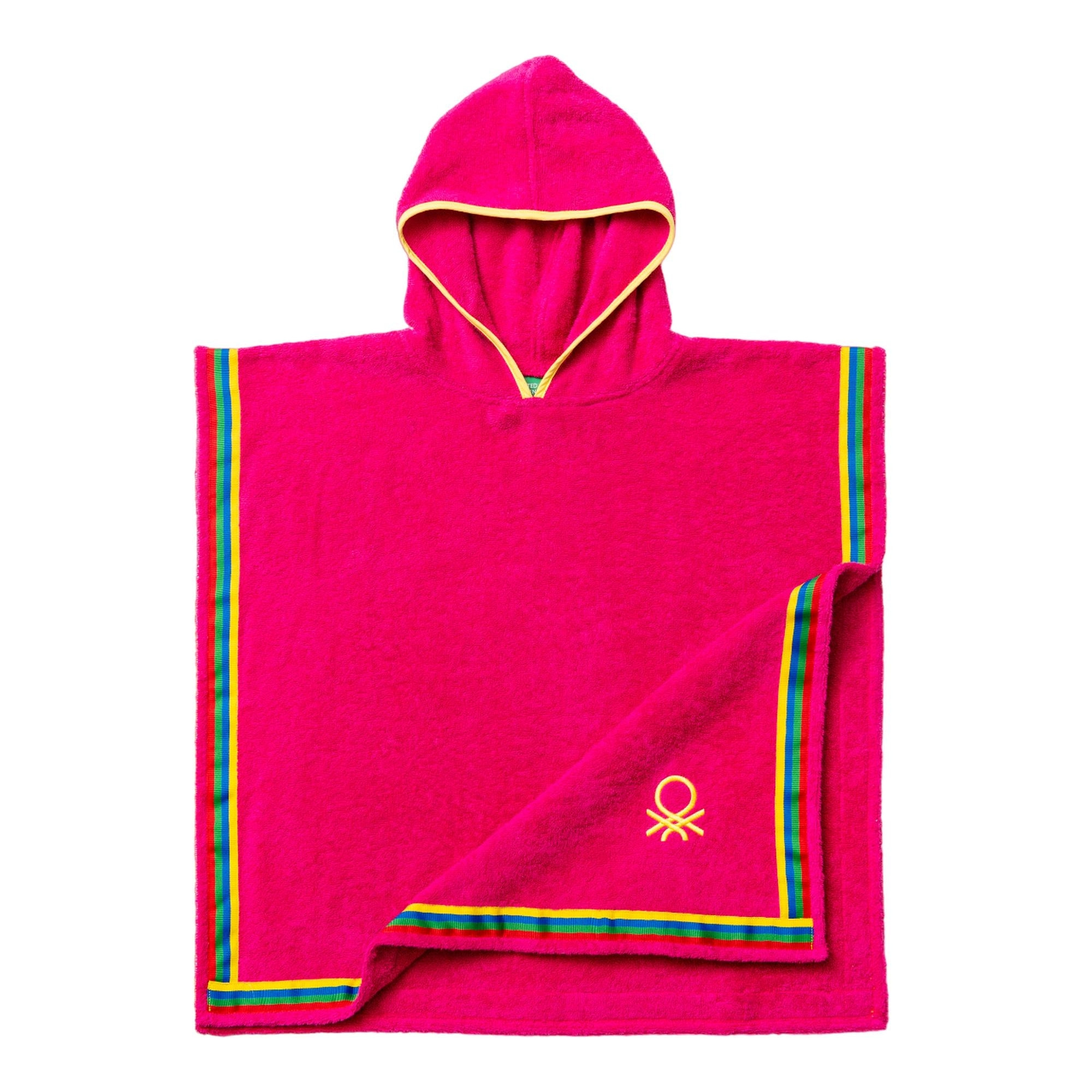 Albornoz poncho Benetton de 7-14 años, 380 gsm, 100% algodón, rosa