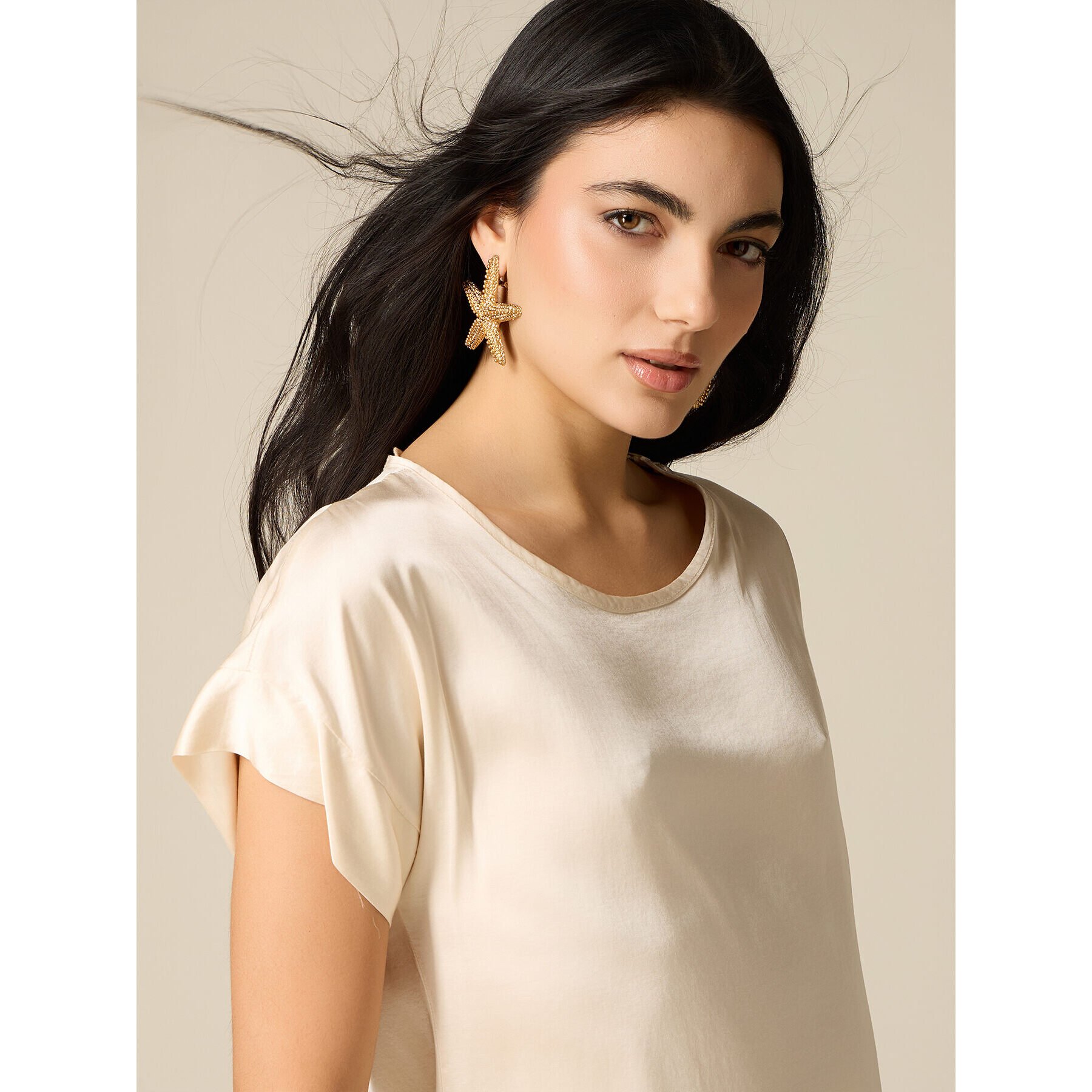 Oltre - Blusa de satén de viscosa - Blanco