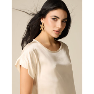 Oltre - Blusa de satén de viscosa - Blanco