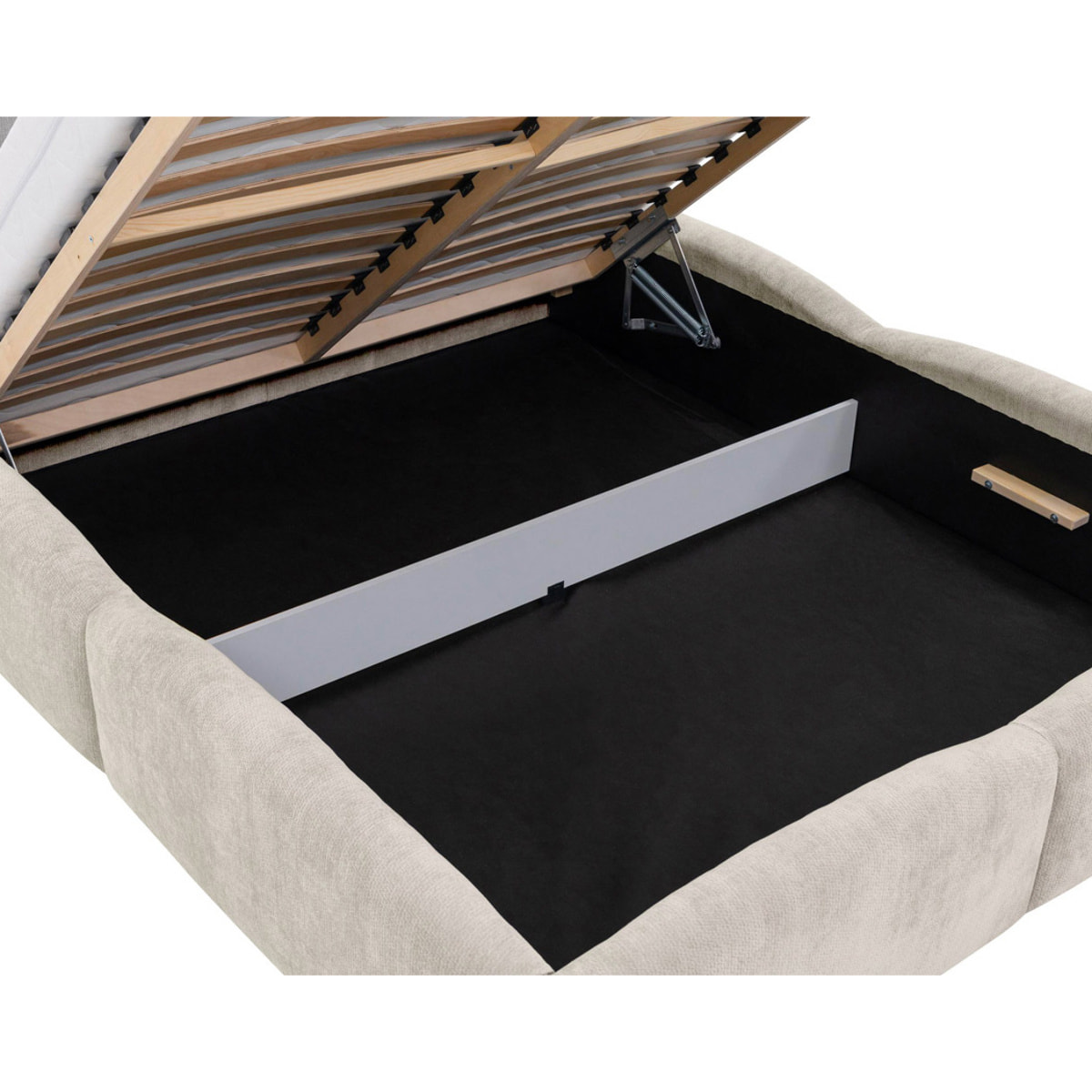 Carla - lit coffre - 180x200 cm - en velours texturé - sommier inclus - Beige