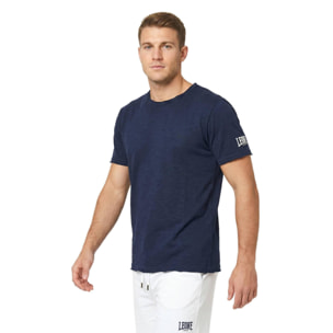 Maglietta uomo maniche corte in slub piccolo logo