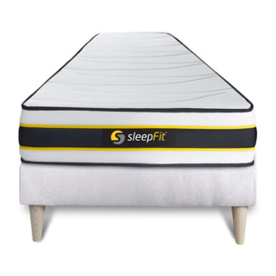 Ensemble Matelas Sommier 90x200 cm - Sommier Blanc (en kit) - Flexy