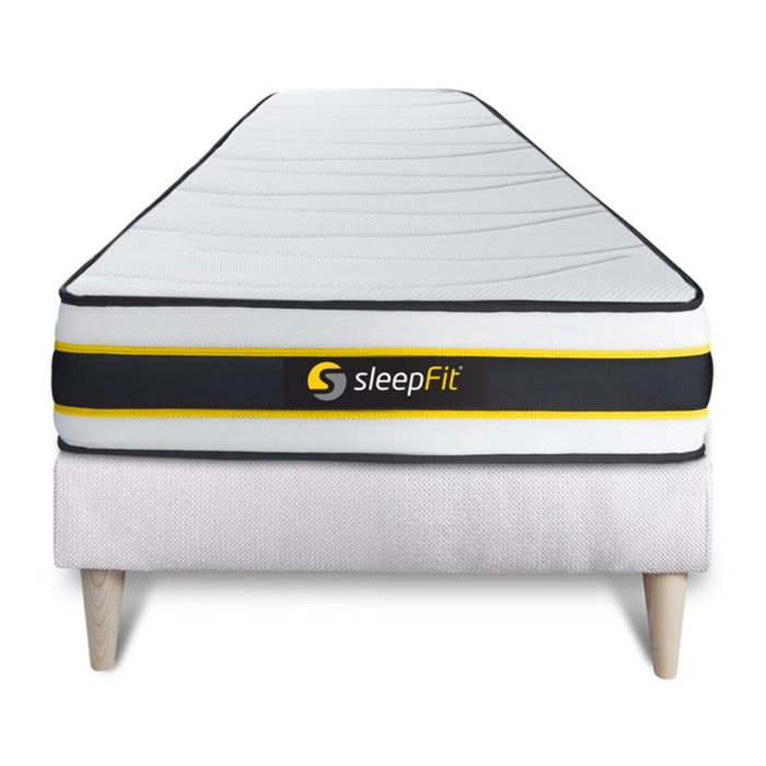 Ensemble Matelas Sommier 90x200 cm - Sommier Blanc (en kit) - Flexy