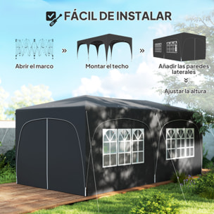 Carpa Plegable Gazebo 6x3 m Cenador Plegable con Altura Ajustable 6 Paredes Laterales Anti-UV y Bolsa de Transporte Pabellón de Jardín para Camping Fiestas