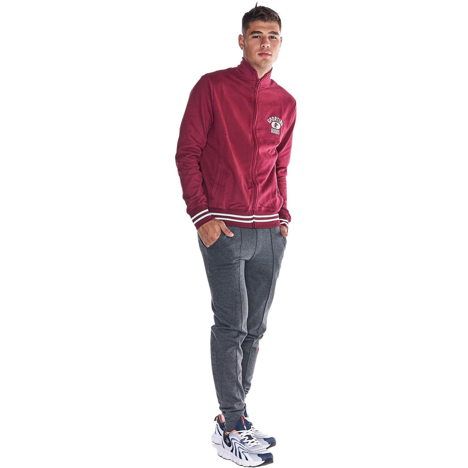 Chándal universitario con cremallera completa y cuello alto para hombre