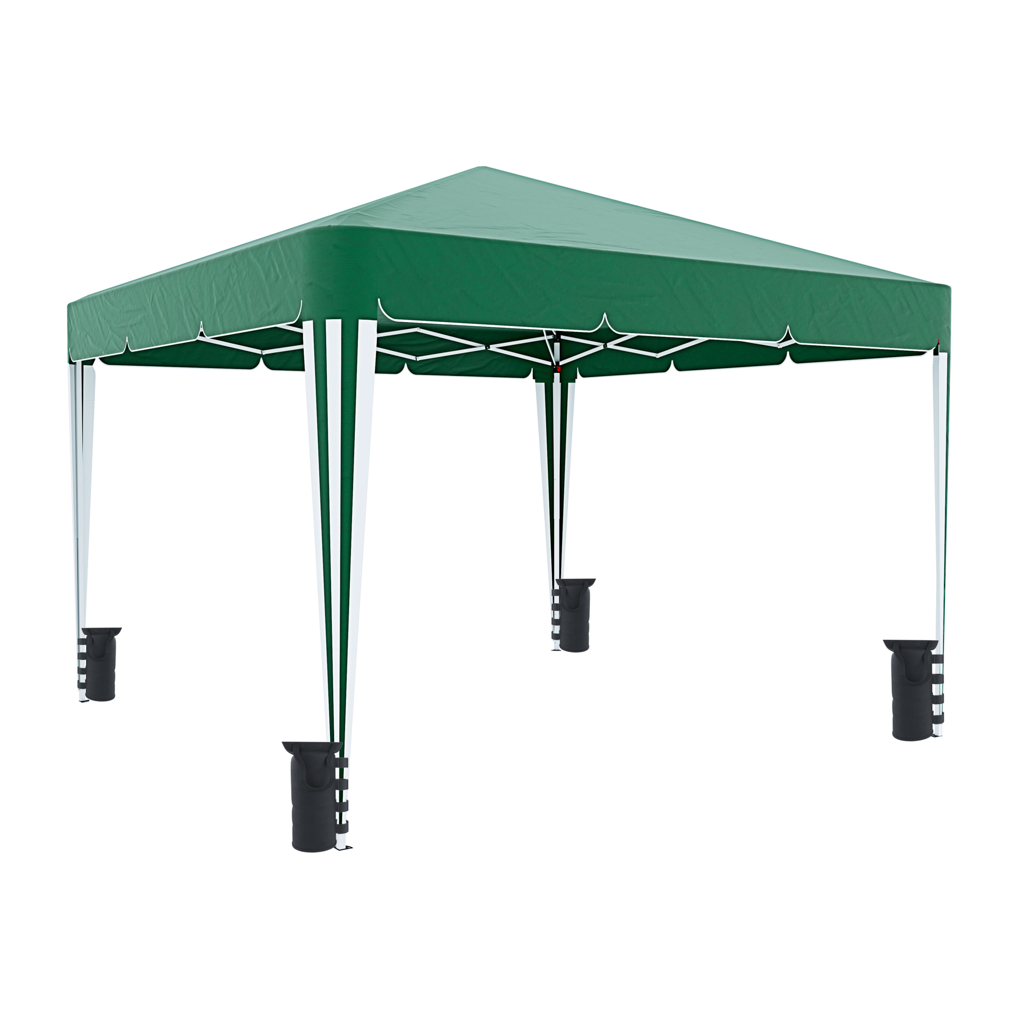Gazebo Pieghevole Impermeabile 3 x 3 M Da Giardino Con 4 Sacche Pesi Sacca Trasporto Chiusura Fisarmonica Struttura Acciaio Copertura 160 gr/m² Verde